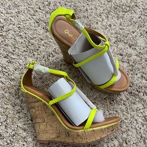 Brand new Qupid Wedge Neon Heels